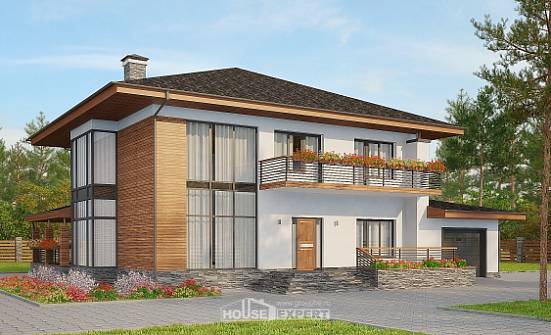 305-001-П Проект двухэтажного дома, гараж, красивый домик из арболита Вятские Поляны | Проекты домов от House Expert