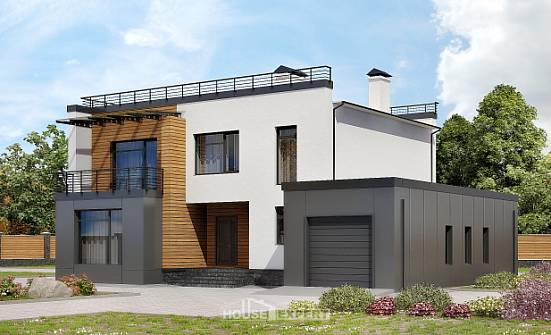 260-002-П Проект двухэтажного дома, гараж, уютный дом из арболита Кирово-Чепецк | Проекты домов от House Expert