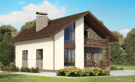 155-001-П Проект двухэтажного дома мансардой и гаражом, бюджетный домик из бризолита Котельнич | Проекты домов от House Expert