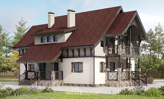 180-014-П Проект двухэтажного дома мансардой, бюджетный коттедж из бризолита Котельнич | Проекты домов от House Expert