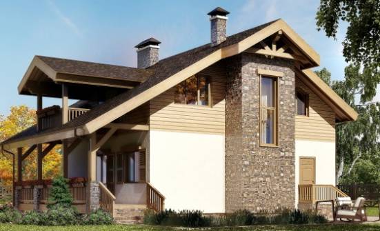 150-004-П Проект двухэтажного дома мансардой, небольшой домик из арболита Вятские Поляны | Проекты домов от House Expert