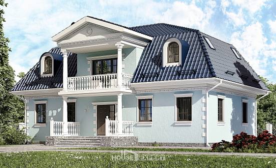 210-004-Л Проект двухэтажного дома мансардный этаж, красивый коттедж из газосиликатных блоков Советск | Проекты домов от House Expert