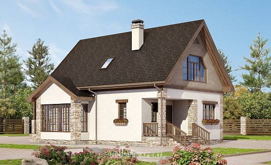 140-002-Л Проект двухэтажного дома с мансардным этажом, недорогой домик из арболита Котельнич | Проекты домов от House Expert
