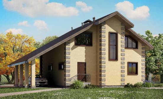 150-003-П Проект двухэтажного дома с мансардой, гараж, бюджетный дом из блока Киров | Проекты домов от House Expert