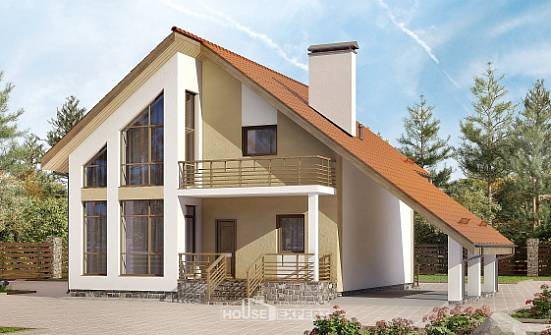 170-009-П Проект двухэтажного дома с мансардным этажом, гараж, уютный дом из теплоблока Котельнич | Проекты домов от House Expert