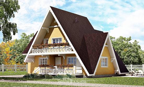 155-008-П Проект двухэтажного дома с мансардой, простой загородный дом из бревен Кирово-Чепецк | Проекты домов от House Expert