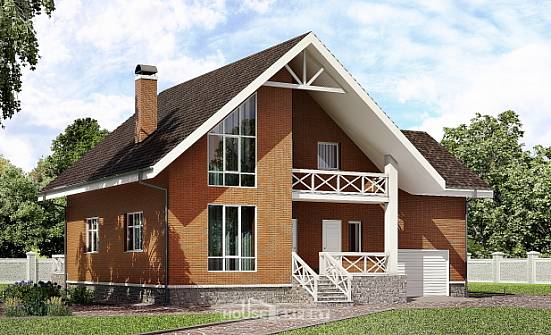 215-001-П Проект двухэтажного дома с мансардой, гараж, просторный коттедж из газобетона Вятские Поляны | Проекты домов от House Expert