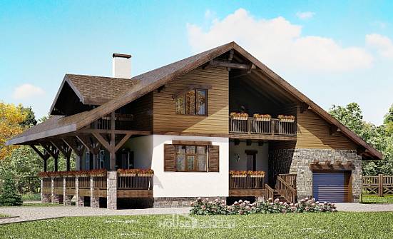 220-005-П Проект двухэтажного дома с мансардой, гараж, красивый домик из кирпича Вятские Поляны | Проекты домов от House Expert