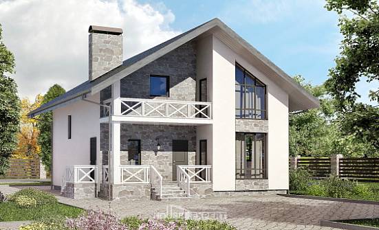155-001-Л Проект двухэтажного дома с мансардой, гараж, небольшой дом из поризованных блоков Вятские Поляны | Проекты домов от House Expert