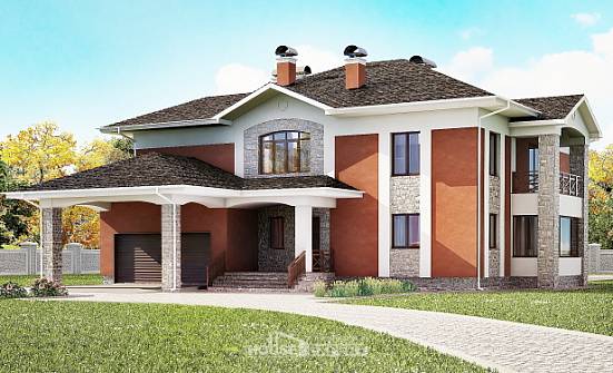 400-002-Л Проект двухэтажного дома и гаражом, просторный дом из кирпича Котельнич | Проекты домов от House Expert