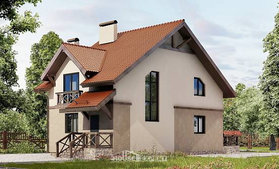 120-003-Л Проект двухэтажного дома с мансардным этажом, простой коттедж из арболита Советск | Проекты домов от House Expert