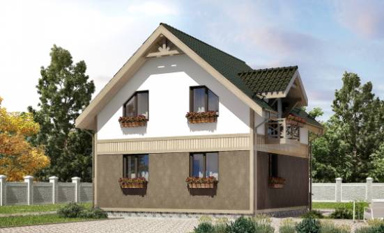 105-001-Л Проект двухэтажного дома с мансардным этажом, скромный домик из твинблока Котельнич | Проекты домов от House Expert