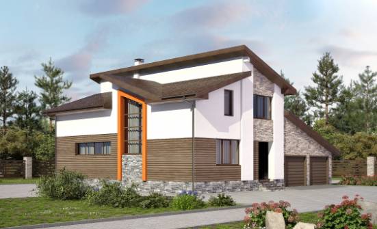 240-004-П Проект двухэтажного дома с мансардой, гараж, классический коттедж из газосиликатных блоков Вятские Поляны | Проекты домов от House Expert