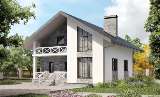 155-001-Л Проект двухэтажного дома с мансардой, гараж, небольшой дом из поризованных блоков Вятские Поляны | Проекты домов от House Expert