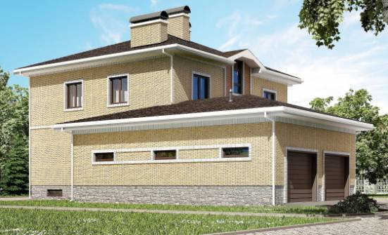 350-002-Л Проект трехэтажного дома и гаражом, огромный загородный дом из кирпича Советск | Проекты домов от House Expert