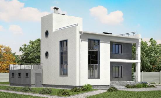 255-001-П Проект двухэтажного дома и гаражом, большой загородный дом из газосиликатных блоков Вятские Поляны | Проекты домов от House Expert