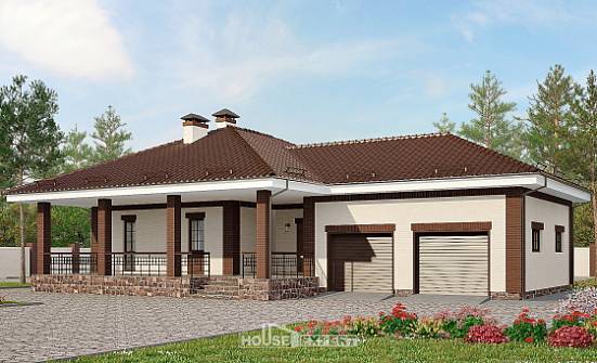 160-015-П Проект одноэтажного дома и гаражом, скромный домик из керамзитобетонных блоков Советск | Проекты домов от House Expert