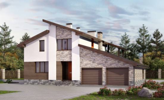 240-004-П Проект двухэтажного дома с мансардой, гараж, классический коттедж из газосиликатных блоков Вятские Поляны | Проекты домов от House Expert