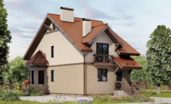 120-003-Л Проект двухэтажного дома с мансардным этажом, простой коттедж из арболита Советск | Проекты домов от House Expert