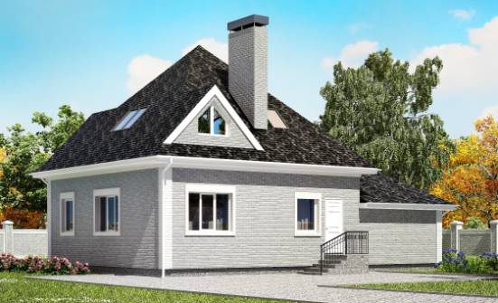 135-001-Л Проект двухэтажного дома мансардой и гаражом, небольшой загородный дом из кирпича Котельнич | Проекты домов от House Expert
