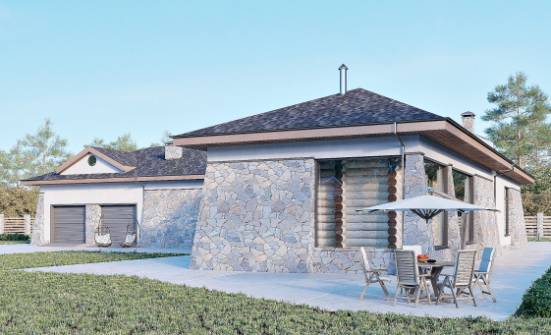 280-004-Л Проект одноэтажного дома и гаражом, большой загородный дом из твинблока Котельнич | Проекты домов от House Expert