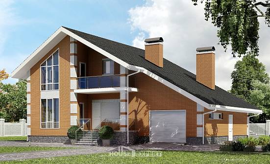 190-006-П Проект двухэтажного дома с мансардным этажом и гаражом, просторный домик из твинблока Вятские Поляны | Проекты домов от House Expert