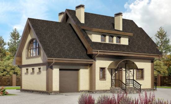 185-003-Л Проект двухэтажного дома с мансардой, гараж, просторный коттедж из бризолита Котельнич | Проекты домов от House Expert