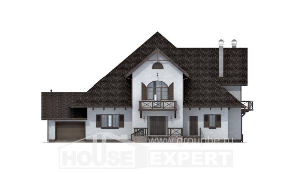 350-001-Л Проект двухэтажного дома мансардный этаж, гараж, большой коттедж из теплоблока, Кирово-Чепецк