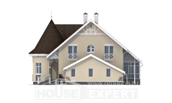 275-001-Л Проект двухэтажного дома с мансардой и гаражом, большой коттедж из кирпича, Котельнич