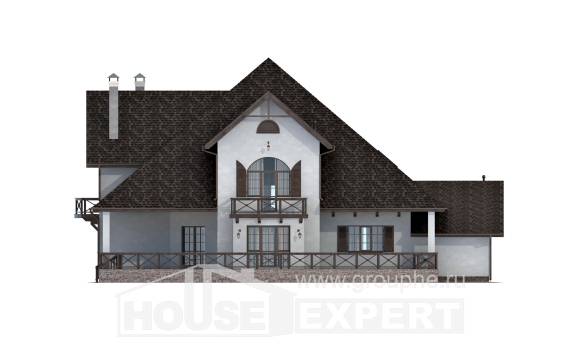 350-001-Л Проект двухэтажного дома мансардный этаж, гараж, большой домик из твинблока, Советск