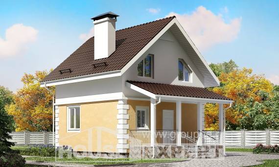 070-002-П Проект двухэтажного дома с мансардой, уютный коттедж из газобетона, Вятские Поляны