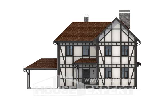 180-004-Л Проект двухэтажного дома с мансардным этажом и гаражом, бюджетный дом из кирпича, Кирово-Чепецк