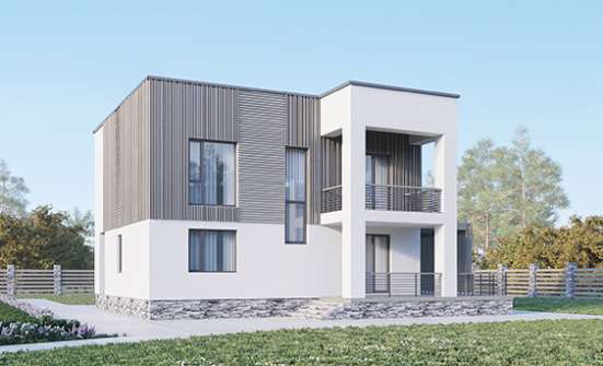150-017-П Проект двухэтажного дома, простой загородный дом из поризованных блоков, Вятские Поляны