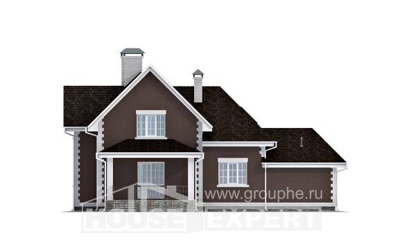 190-003-Л Проект двухэтажного дома с мансардой и гаражом, средний загородный дом из поризованных блоков, Вятские Поляны