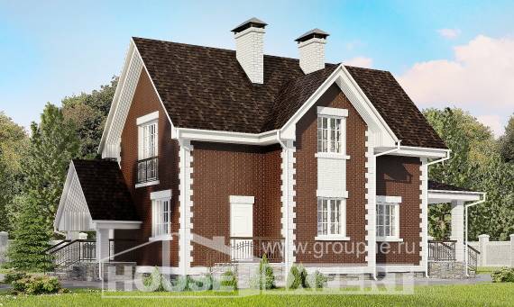 190-003-Л Проект двухэтажного дома мансардный этаж и гаражом, просторный коттедж из теплоблока, Вятские Поляны
