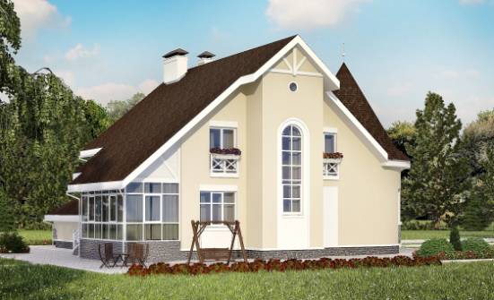 275-001-Л Проект двухэтажного дома с мансардой, гараж, красивый загородный дом из кирпича, Советск