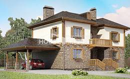 155-006-Л Проект двухэтажного дома и гаражом, уютный коттедж из поризованных блоков, Вятские Поляны